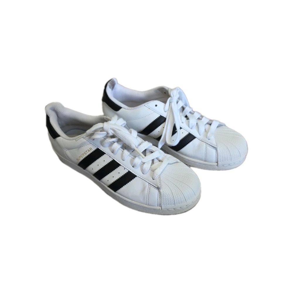 Adidas Superstar Men Size 8.5 White Black Athletic Shoes Stripes Laces